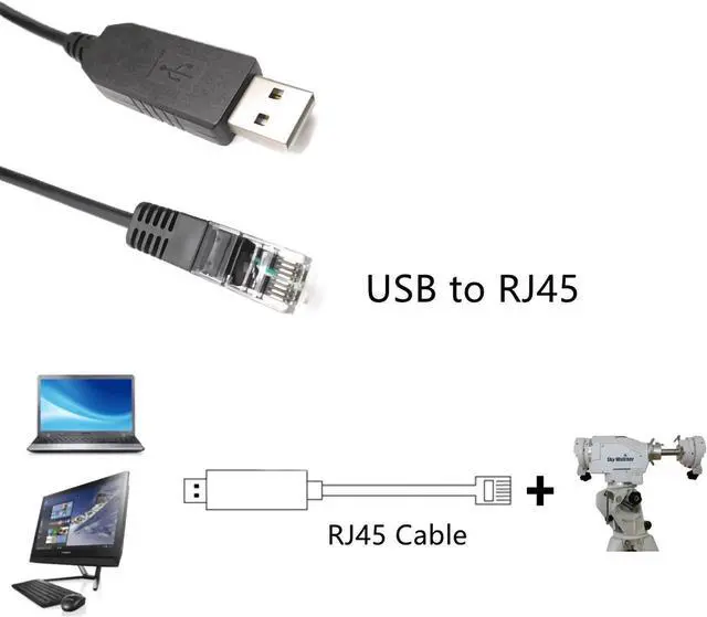 Alt view image 5 of 6 - USB to RJ45 Control Cable for Skywatcher GOTO Mount, for HEQ5 PRO, AZEQ5, AZEQ6, EQ6-R, EQ6-R PRO Mount,for Skywatcher Equatorial GOTO Mount connect to PC/ EQMOD /Asiair Pro,6ft