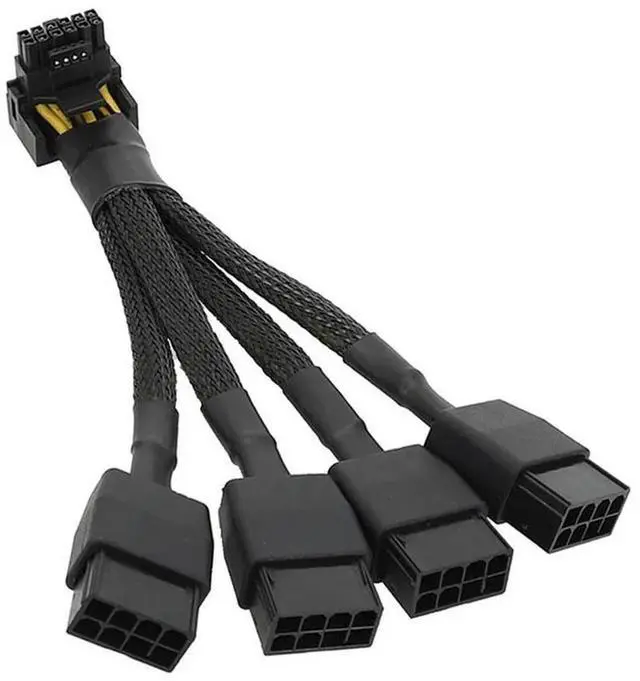 Main image of For GPU RTX4090 RTX4080 4X8 Pin PCI-E to 16 Pin Graphics Card Power Cable 12VHPWR Connector 90 De Elbow Cable