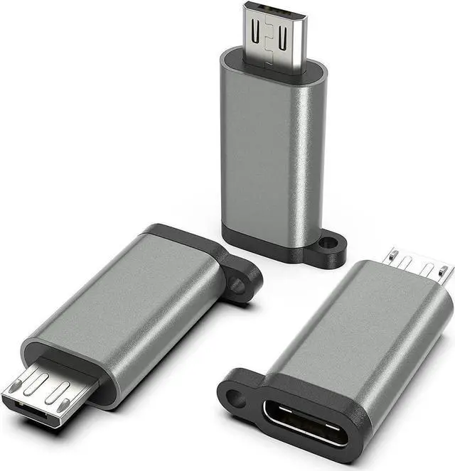 Main image of USB-C to Micro USB Adapter 3-Pack USB Type C Female to Micro USB Male Converter USB C to Micro B 2.0 Charge & Data Sync Compatible with Galaxy S7 S6 J7 Note 5 Kindle Ps4 and More -Grey