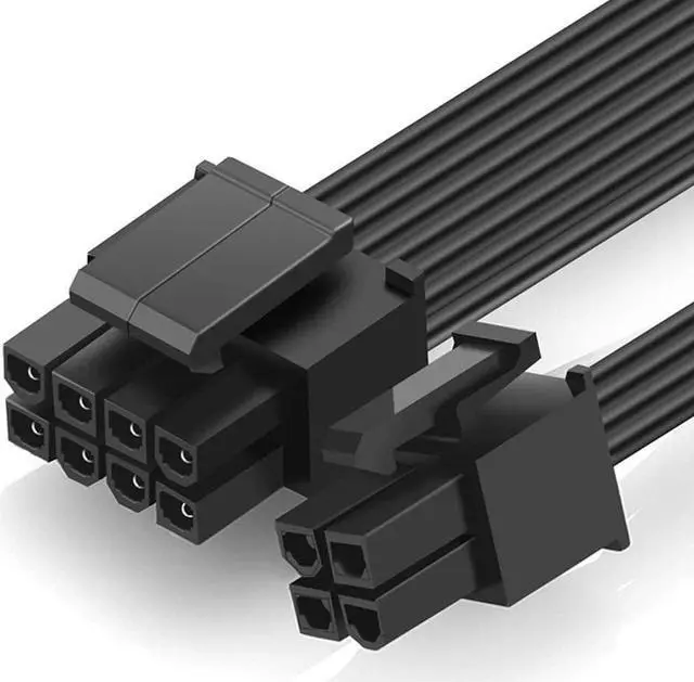 Alt view image 2 of 3 - 2 Pack EPS12V CPU 8 Pin Female to CPU ATX 8 Pin and ATX 4 Pin Male Power Supply Extension Cable EPS 12V for Motherboard 10.6 inch