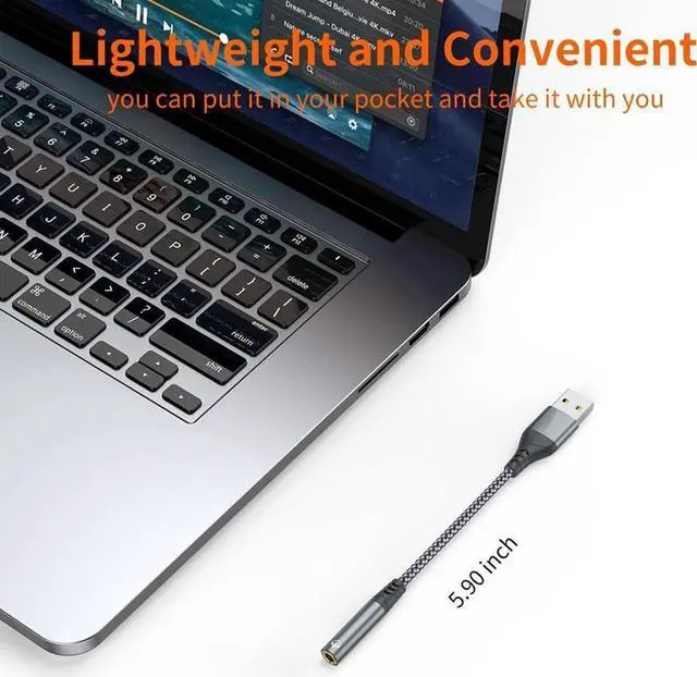 Alt view image 3 of 5 - USB to 3.5mm Audio Adapter USB Audio Adapter USB-A to 2 IN 1 3.5mm Female External Stereo Sound Card support Microphone USB to Audio Jack with Built in DAC Codec for Windows and macOS