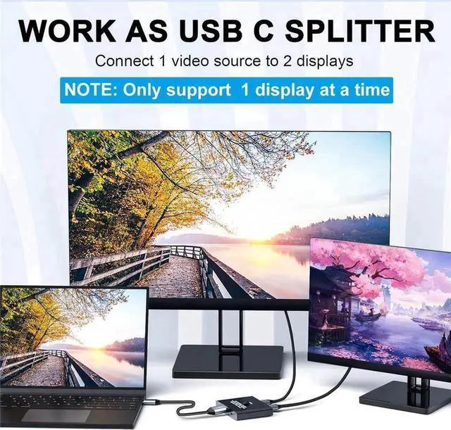 Alt view image 4 of 4 - USB-C KVM Switch 2 in 1 Out 1 in 2 Out 8K60HZ Bidirectional Interconvertible Compatible Computer Host Laptop Mac Cell Phone External TYPEC Monitor TV Projector Selector Switch Box