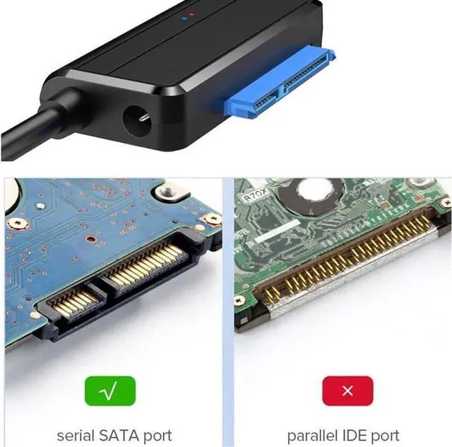Alt view image 2 of 7 - Sata To USB Adapter USB 3.0 SATA 3 Cable Plug and play 22 Pin Sata III Cable Support 2.5 or 3.5 Inch External SSD HDD Hard Drive with 12V 2A Power Adapter