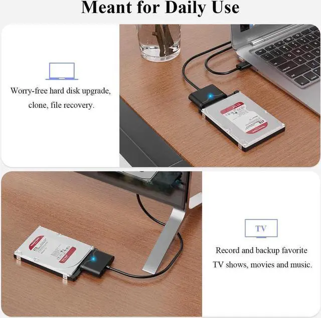 Alt view image 2 of 6 - USB3.0 to SATA 3 Hard Drive Cable Adapter, SATA III to USB 3.0 USB A 5Gbps Adapter Cable, External Hard Drive Connector Converter to USB for 2.5 inch 3.5 inch HDD SSD Data - Not Include Power Adapter