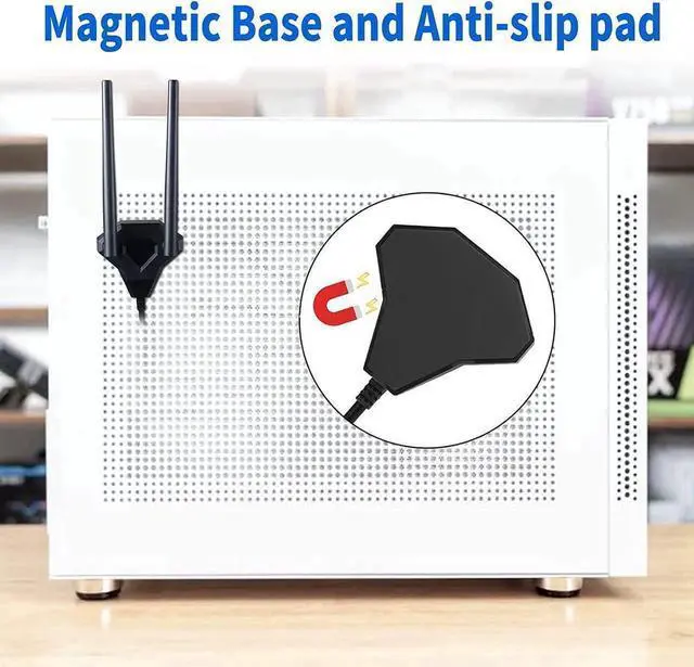 Alt view image 5 of 7 - Dual Band WiFi 2.4GHz 5GHz 5.8GHz RP-SMA Male WiFi Antenna with Magnetic Base for PC Desktop Computer PCI-E WiFi Network Card USB WiFi Adapter Bluetooth Card Wireless Router