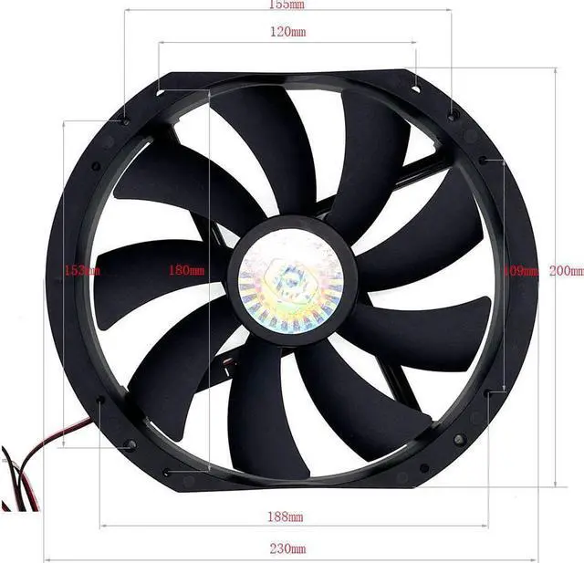Alt view image 3 of 3 - Large Size Air Flow Computer Case Fan,230mm 23cm 12V Mute Low Noise Cooling,230X200X30mm A23030-07CB-3MN-F1 DF2303012SELN
