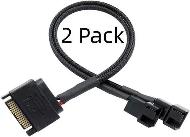 Main image of SATA 15Pin to 3Pin / 4Pin Computer Cooling Fan Splitter Hub Converter Adapter PWM Temperature Power Cable( 27cm/10.5 inches-2 Pack) 2 Port