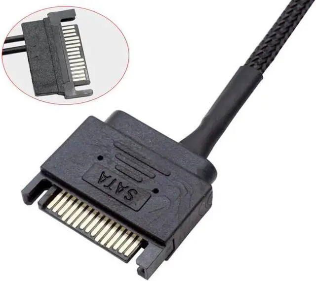 Alt view image 5 of 5 - SATA 15Pin to 3Pin / 4Pin Computer Cooling Fan Splitter Hub Converter Adapter PWM Temperature Power Cable( 27cm/10.5 inches-2 Pack) 2 Port