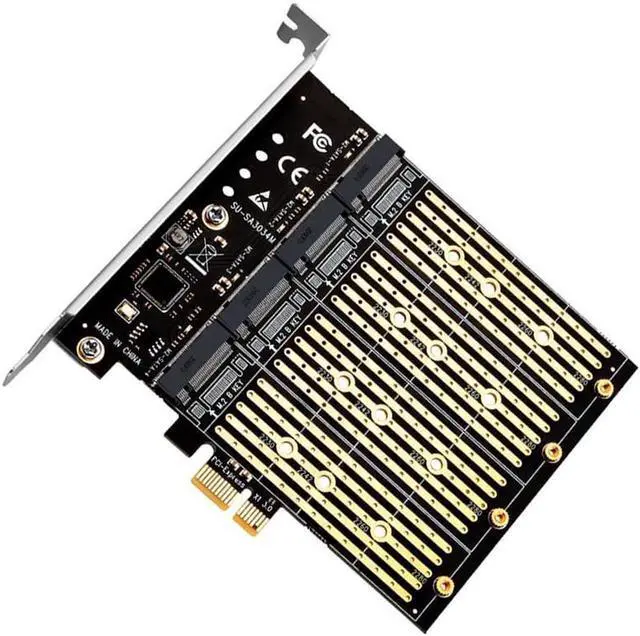 Alt view image 3 of 6 - Mining PCIE to M2 Adapter PCI Express X1 3.0 4 Port B Key M.2 NGFF SATA SSD Adapter PCI-E M.2 Adapter Expansion Card Riser