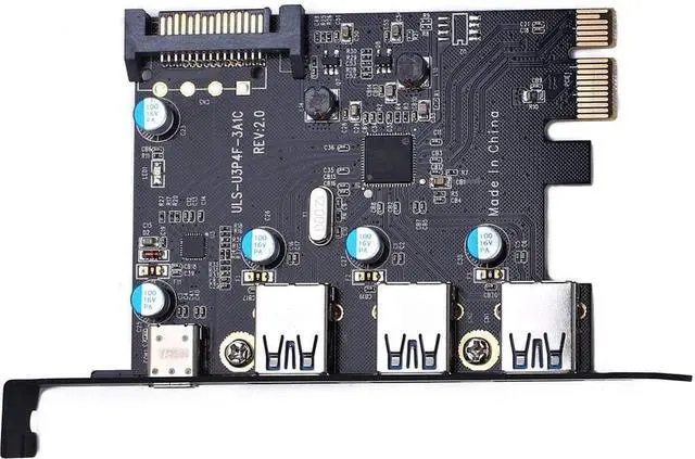 Alt view image 2 of 5 - PCI Express(PCIe) to USB 3.0 Type C +Type A Expansion Card,PCI-E to USB Add-on Cards with 4 Ports USB 15 Pin SATA Power Connector for Desktop PC