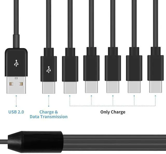 Alt view image 3 of 7 - USB C Splitter Cable - 6 in 1 USB 2.0 Type A to 6 Type-C Male Charger Cable with 3A Fast Charge for Android, Samsung, Tablet, 1.64ft