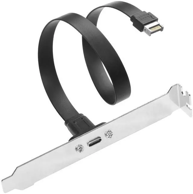 Main image of USB 3.1 Front Panel Header Type-C Extension Cable with Panel Mount Screw 10 Gbps Type-E 20Pin Male to USB-C Female Adapter Cable with Full Height Bracket,30cm/11.8inch