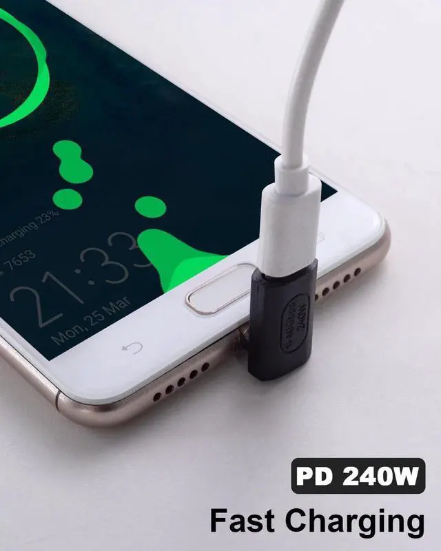 Alt view image 6 of 7 - USB C 90 Degree Adapter 240W, 40Gbps USB C Male to Female Adapter, USB C Angle Adapter Compatible with Thunderbolt 4 for Steam Deck, MacBook, Switch, iPhone 15 2 Pack