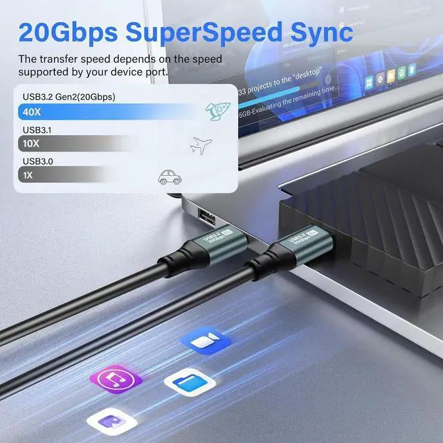 Alt view image 2 of 7 - Coiled USB C to USB C Cable USB 3.2 Type C 20Gbps PD 100W 8K@60Hz Fast Charging Data Cable for Phone, Tablet and Other USB Devices C-1.8M