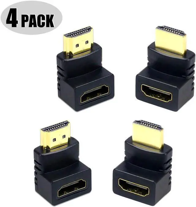 Main image of HDMI Coupler Male to Female Port Right Angle 90 Degree and 270 Degree Adapter,Support 3D 4K 1080P HDMI Extender for TV Stick, Roku stick, Chromecast, Nintendo Switch, Xbox, PS4, PS3, Laptop, PC,4-Pack