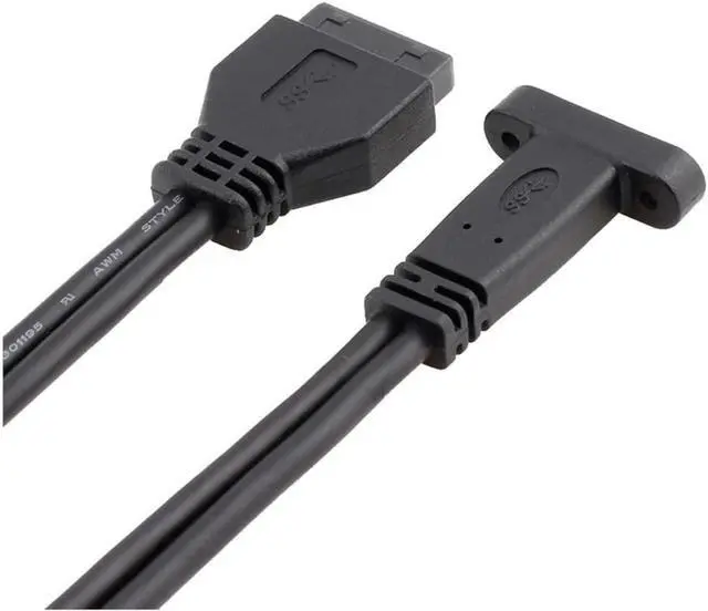 Alt view image 6 of 6 - Desktop 20 Pin Header Female to USB-C Cable with PCIe profile bracket 19Pin to USB Type-C Adapter Cable 50cm