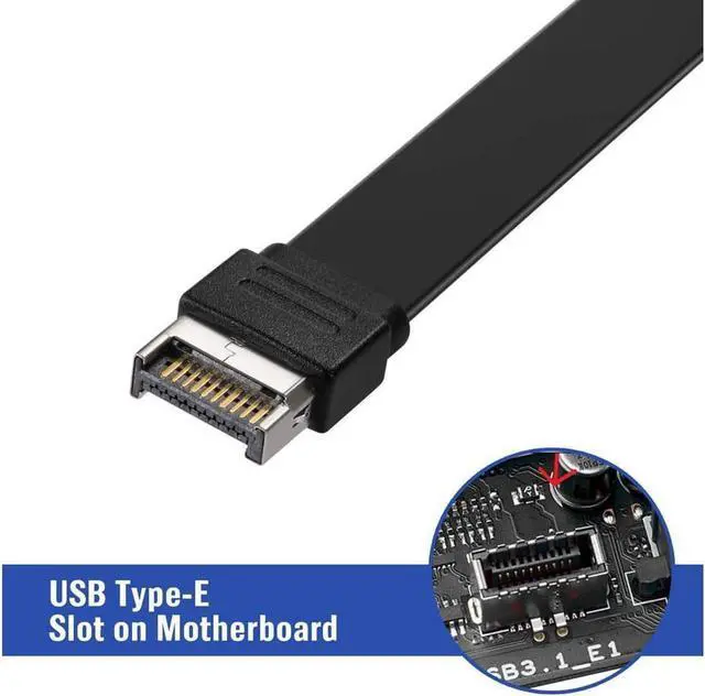 Alt view image 5 of 5 - USB 3.1 Type C Front Panel Header Extension Cable cm, USB 3.1 Type E to USB 3.1 Type C Cable,Gen 2 10 Gbps Internal Adapter Cable,with Mount Screw (26cm)