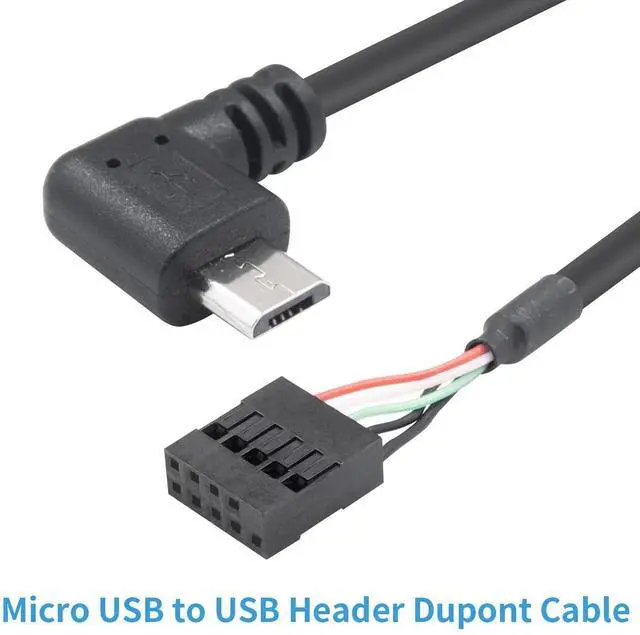 Alt view image 4 of 6 - USB Header to Micro USB Cable, 90 Degree Right Angled Micro USB Male to 9 Pin Motherboard Female Dupont Extended Cable 2 Pack 1.65Ft/50cm