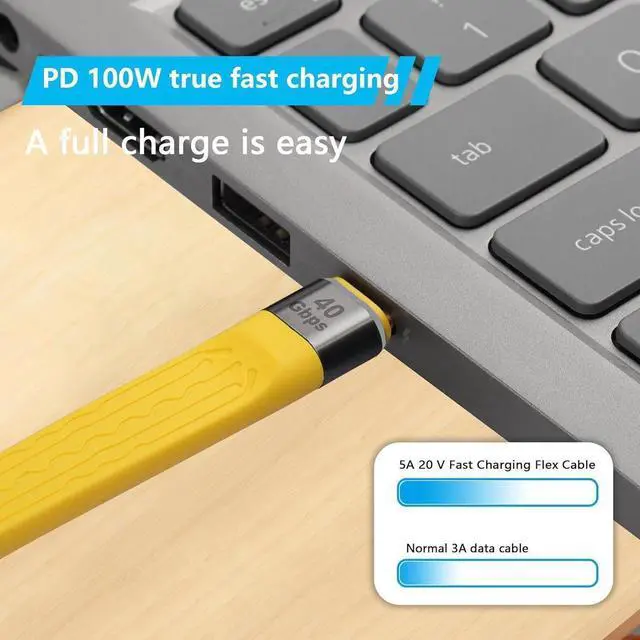 Alt view image 4 of 7 - 40Gbps USB4 Type C Extension Cable 100W PD Fast Charging 8K USB C to USB C Flat Slim FPC Data Cable for Laptop & Phone (Male to Female)