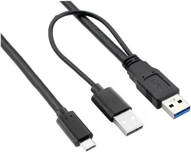 Main image of Type-C USB-C to USB 3.0 Male & USB 2.0 Dual Power Data Y Cable for Laptop & Hard Disk 60cm