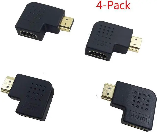 Main image of Flat Left & Right 4 pcs 270 & 90 Degree Male to Female HDMI Adapter, Gold-Plated 3D Supported TV Connector