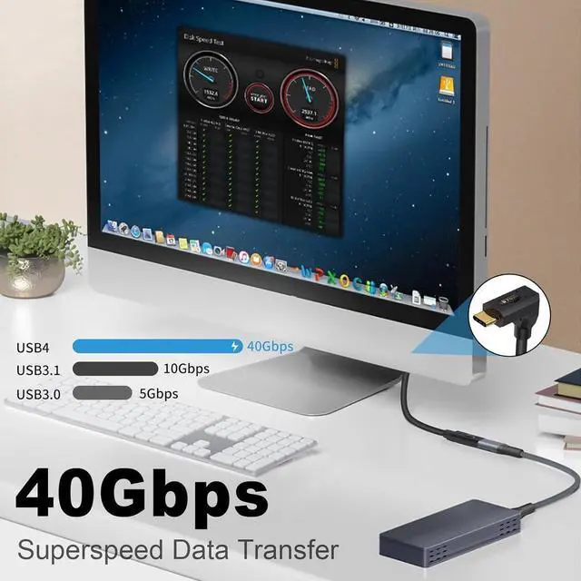 Alt view image 4 of 6 - 240W USB C Extension Cable 1ft, 40Gbps USB Type C Extension Cable Short, 90 Degree USB 4 Extension Cable with 8K Video, Up&Down Type C Extender Cord for Thunderbolt 4 and Laptop