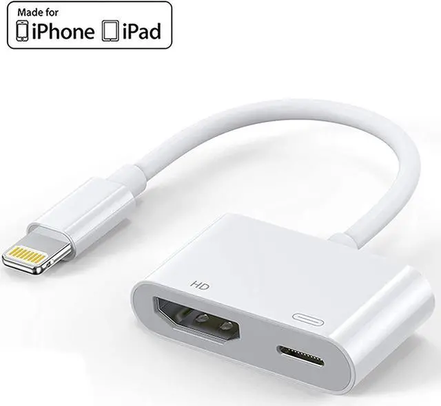 Main image of Lightning to HDMI Adapter Lightning to Digital AV Adapter 1080P with Lightning Charging Port for Select iPhone, iPad and iPod Models and TV Monitor Projector White