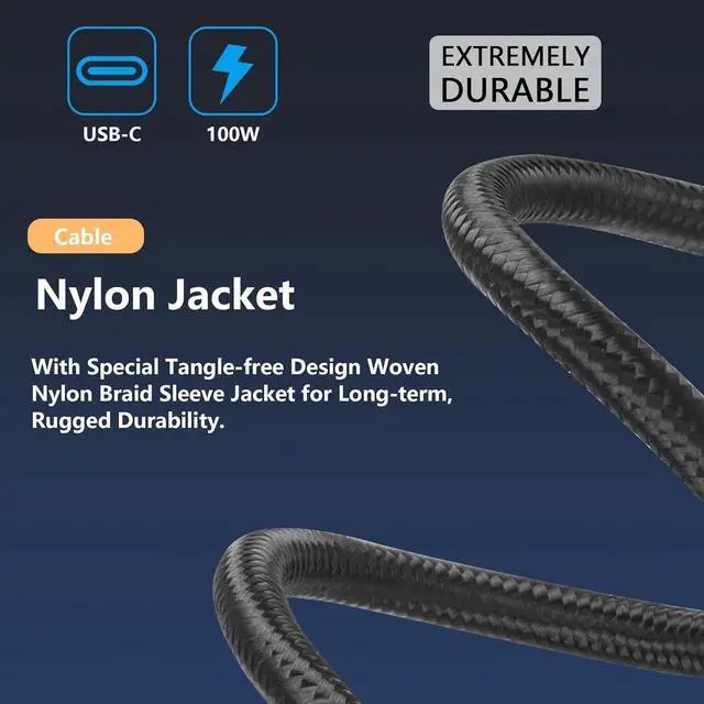 Alt view image 3 of 7 - USB C to C Cable 100W U Shaped Back Angled USB-C USB 3.2 Type C Male to Female Data Extension 10Gbps Nylon Braided Cord Fast Charging for USB C Devices (3.3ft)