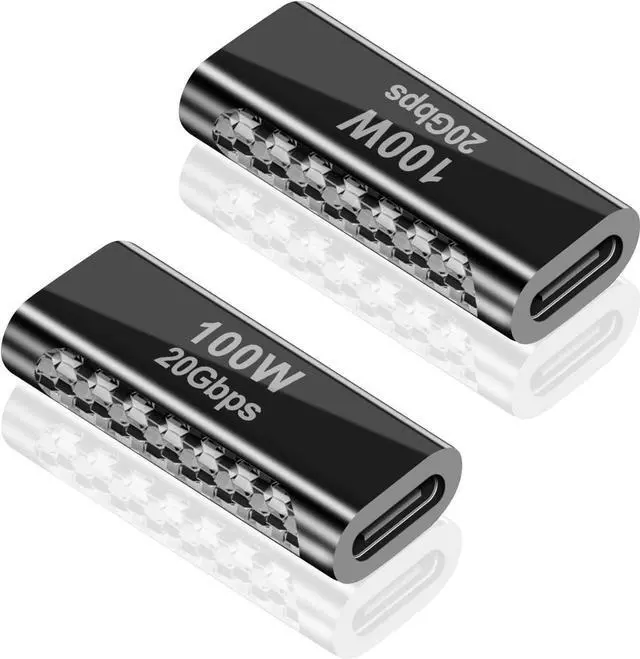 Main image of USB C Female to Female Adapter 100W, Type C Couple Support 20Gbps Data Transfer for iPad Pro, Laptop, Phones and More Devices (2 Pack)