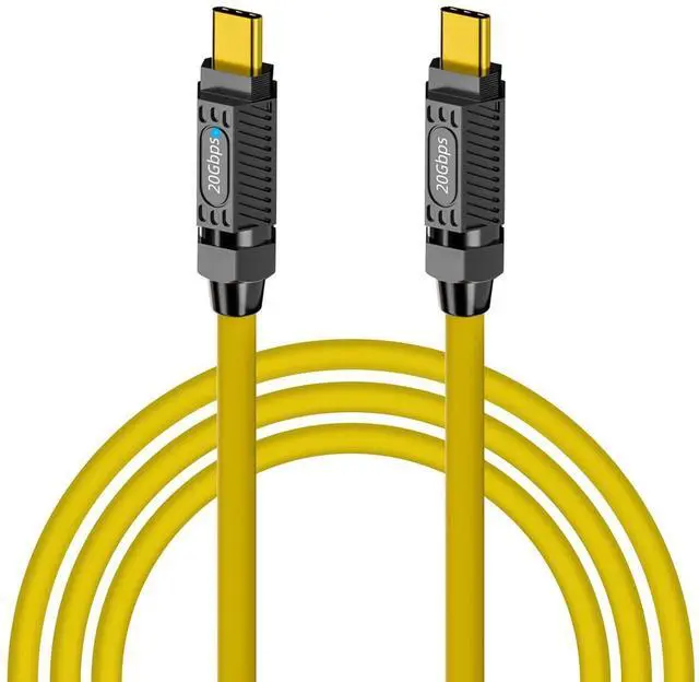 Main image of USB C to USB C Charging Cable 6ft, 140W 20Gbps Type C to Type C Fast Charging Silicone Cable, with LED Light, Support 8K@60hz for MacBook Pro,Galaxy S23 S22, Yellow