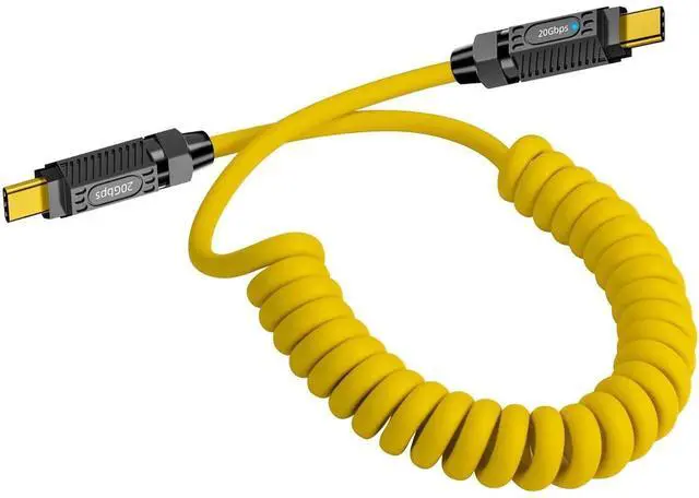 Main image of Coiled USB C to USB C Cable 140W, 20Gbps Spring Coiled USB Type C Charger Cable, 8K@60Hz Video Transfer Type C Fast Charging Cord for iPhone,MacBook,Max Stretched 5ft