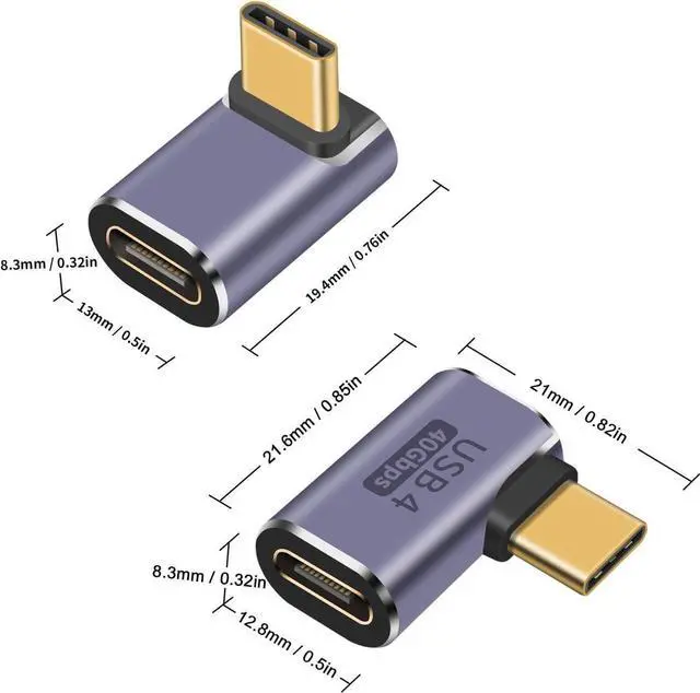 Alt view image 3 of 7 - USB C Right Angle Adapter 40G (Two Styles), 90 Degree USB C Male to Female Adapter for Steam Deck, MacBook, Meta Quest, Phone
