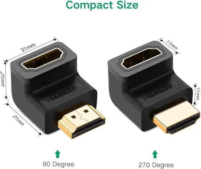 Alt view image 6 of 7 - HDMI Adapter 90 And 270 Degree Right Angle HDMI Connectors Adapters connectors Connectors for TV Stick, Roku Stick, Chromecast, Xbox, PS4, PS3, Nintendo Switch