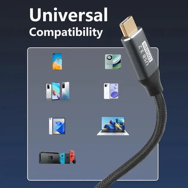 Alt view image 4 of 7 - USB C to C Cable 100W U Shaped Back Angled USB-C USB 3.2 Type C Male to Female Data Extension 10Gbps Nylon Braided Cord Fast Charging for USB C Devices (3.3ft)