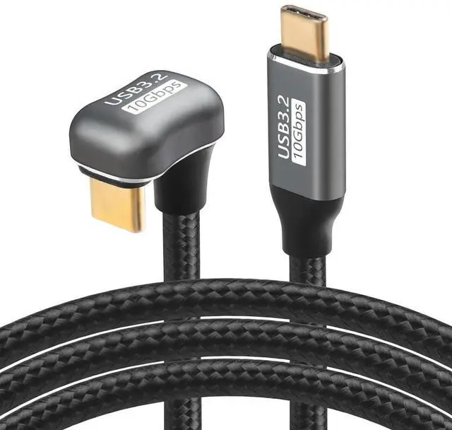 Main image of USB C to C Cable 100W U Shaped Back Angled USB-C USB 3.2 Type C Male to Female Data Extension 10Gbps Nylon Braided Cord Fast Charging for USB C Devices (3.3ft)