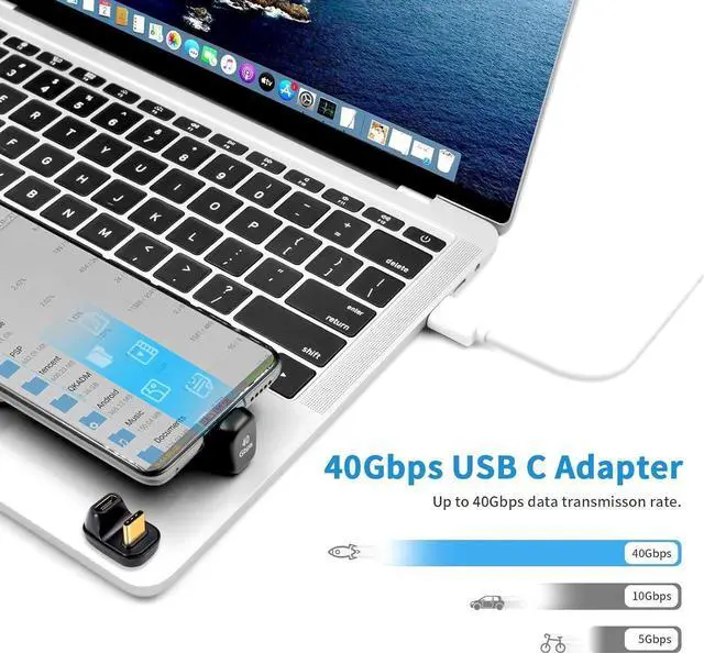 Alt view image 5 of 7 - 180 Degree USB C Adapter 40Gbps, 100W, 8K@60Hz, USB C Female to Male Extender Adapter Compatible with Rog Ally, Steam Deck, Switch (2 Pack)