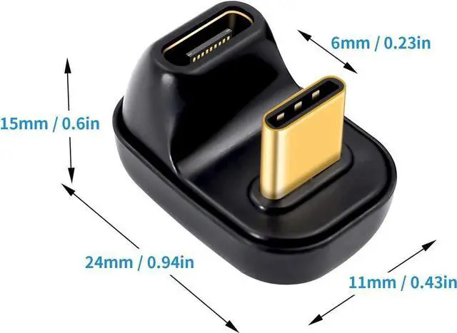 Alt view image 2 of 7 - 180 Degree USB C Adapter 40Gbps, 100W, 8K@60Hz, USB C Female to Male Extender Adapter Compatible with Rog Ally, Steam Deck, Switch (2 Pack)