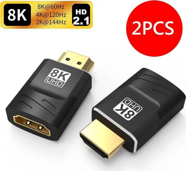 Main image of 2Pack 8K HDMI Adapter, Gold Plated HDMI Male to Female Connector Supports 3D 8K HDMI Extender for TV Stick Roku Stick Chromecast Xbox PS5 PS4
