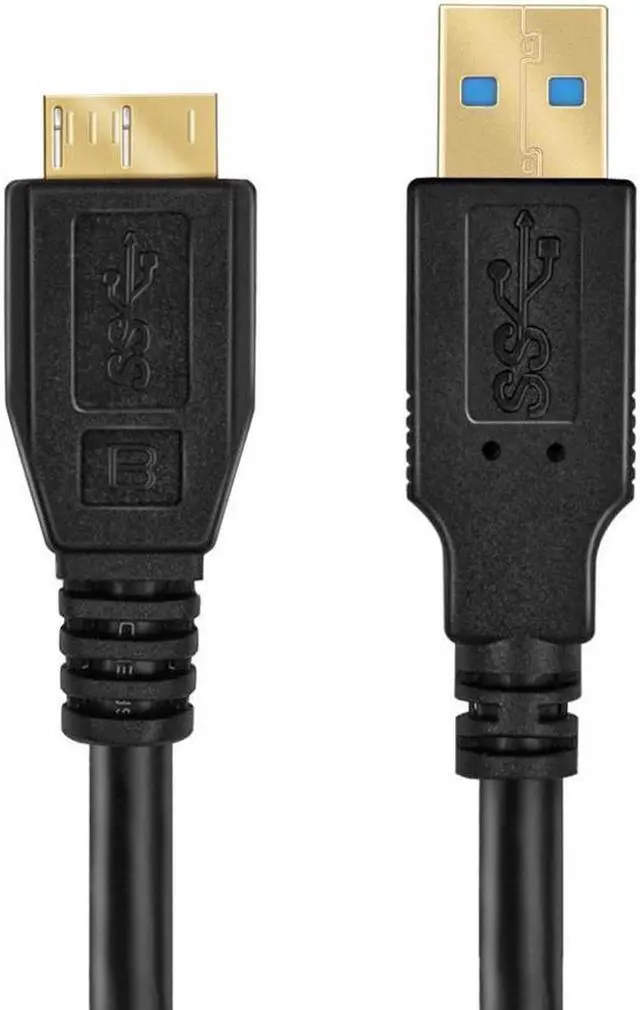 Alt view image 4 of 4 - USB 3.0 Cable - Micro-B to Type A (6 FT) Type A-Male to Micro B Male Adapter Converter Extension Gold Plated SuperSpeed USB Connector Port Plug Wire Cord - Black