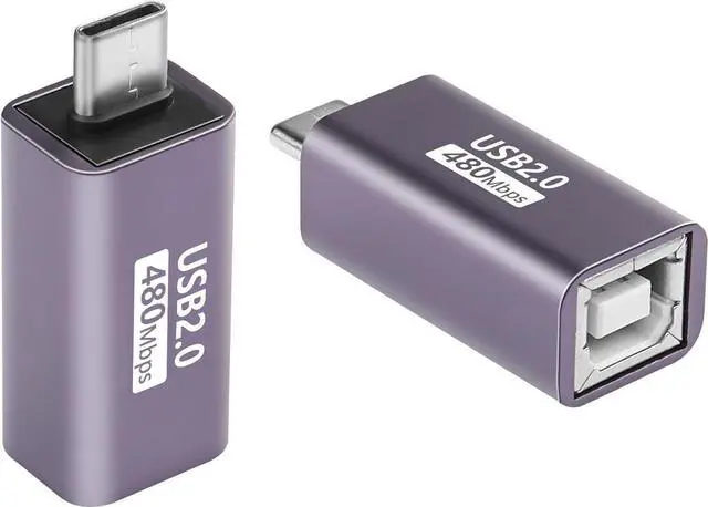 Main image of 2 Pack USB C to USB B Adapter Type C to MIDI Convert Connector Type C Male to USB B Female Printer Adapter for Eectric Piano DAC,Synthesizer,DJ Controller,Keyboard,Printer (Straight)