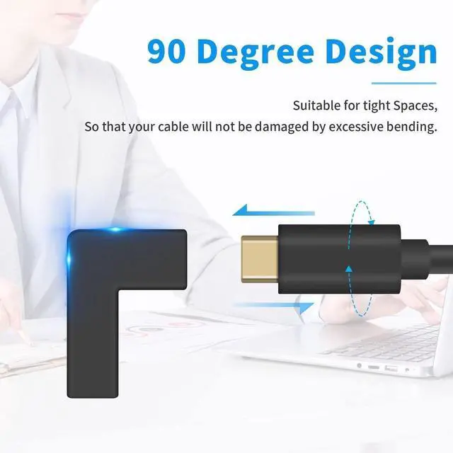 Alt view image 7 of 7 - 90 Degree USB C Female to Female Adapter, 10GBbps USB C Coupler Adapter, Right Angle Type C 3.1 Connector Support Fast Charging and Data Transfer for Laptop, Phone (2 Pack)