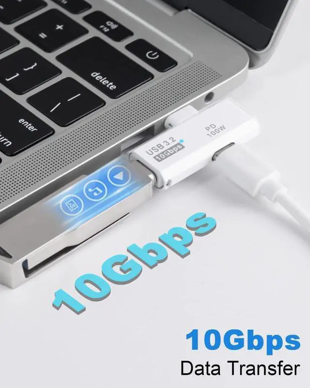 Alt view image 7 of 7 - 2 in 1 USB C Splitter 10Gbps, 90 Degree USB C Male to Dual Female Adapter 100W, Type C Headphone Adapter for Rog Ally, Steam Deck, iPhone 15 Series and More Devices-Grey