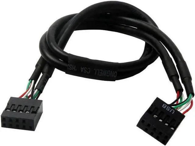 Alt view image 4 of 6 - 1-to-2 Splitter Motherboard USB 2.0 9Pin Internal Header Male to Dual 2x 9Pin Header Male HUB Converter PCB Board Adapter with Female to Female Extension Cable 30cm