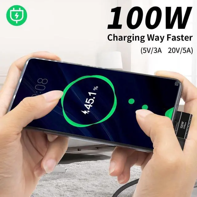 Alt view image 3 of 7 - 90 Degree USB C Adapter PD 100w, Right Angle USB C Extender Adapter, 90 Degreer USB Type C Male to Female Support 20Gbps Data Transfer for steam Deck Accessories, Laptop, Tablet 2 Pack