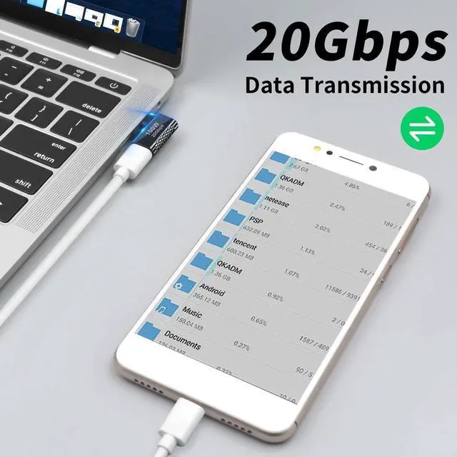 Alt view image 4 of 7 - 90 Degree USB C Adapter PD 100w, Right Angle USB C Extender Adapter, 90 Degreer USB Type C Male to Female Support 20Gbps Data Transfer for steam Deck Accessories, Laptop, Tablet 2 Pack