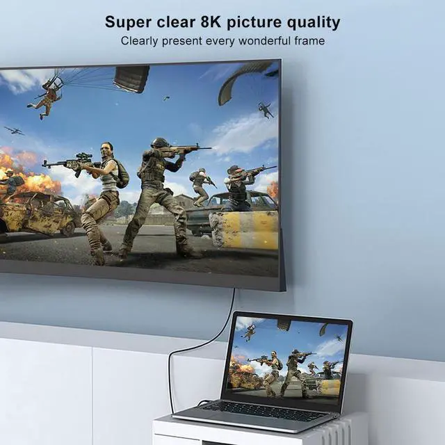 Alt view image 4 of 7 - USB C to HDMI Cable 3.3ft 8K@30Hz, uni USB Type-C to HDMI Braided Cable (Thunderbolt 3/4 Compatible) with Samsung S21 / S20, MacBook Pro 2021/2020, MacBook Air/iPad Pro 2020, iPhone 15 and More