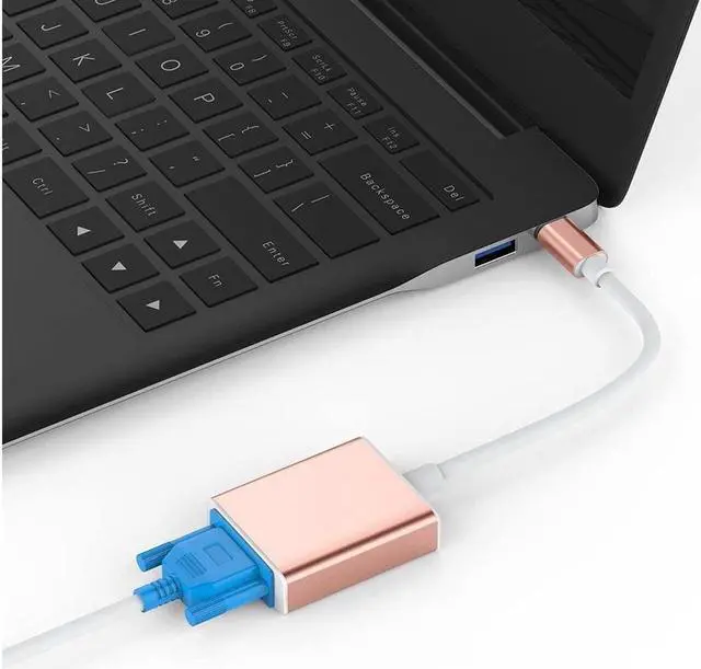 Alt view image 6 of 6 - USB C to VGA Cable Adapter Type C to VGA Monitor Converter Compatible Apple 2020-2016 MacBook Pro 13/15/16 New Mac Air/Surface MacBook 12 Chromebook More
