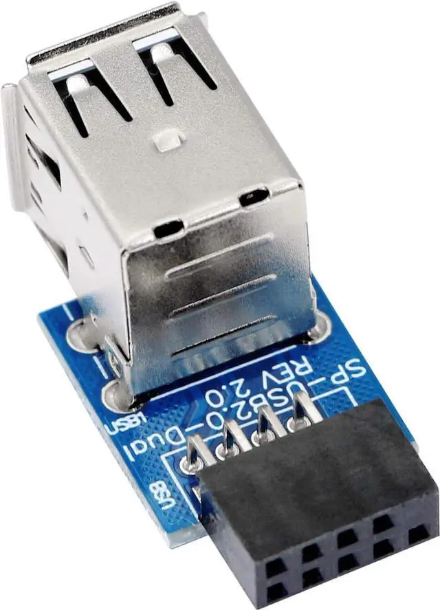 Alt view image 2 of 6 - 9pin USB 2.0 Female Pin Dual 2 Port USB Motherboard Header Adapter-Dual Layer Type for PC (Dual)