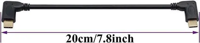 Alt view image 2 of 5 - 90 Degree USB 3.1 Type C Male to Male Gen 2 (10Gbps) Connector Extension Cable, Supports Charging, Data, Audio, Video Cable for New MacBook Pro 2017,USB-C Hub,Type-C Devices,Laptops(20cm-M/M)