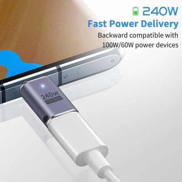 Alt view image 6 of 7 - USB Type C Extender Adapter, 240W USB C Extender Adapter, 40Gbps USB C Male to Female Extension Adapter with 8K Video Display for iPad, iMac, MacBook, Thunderbolt 3/4, 1Pack